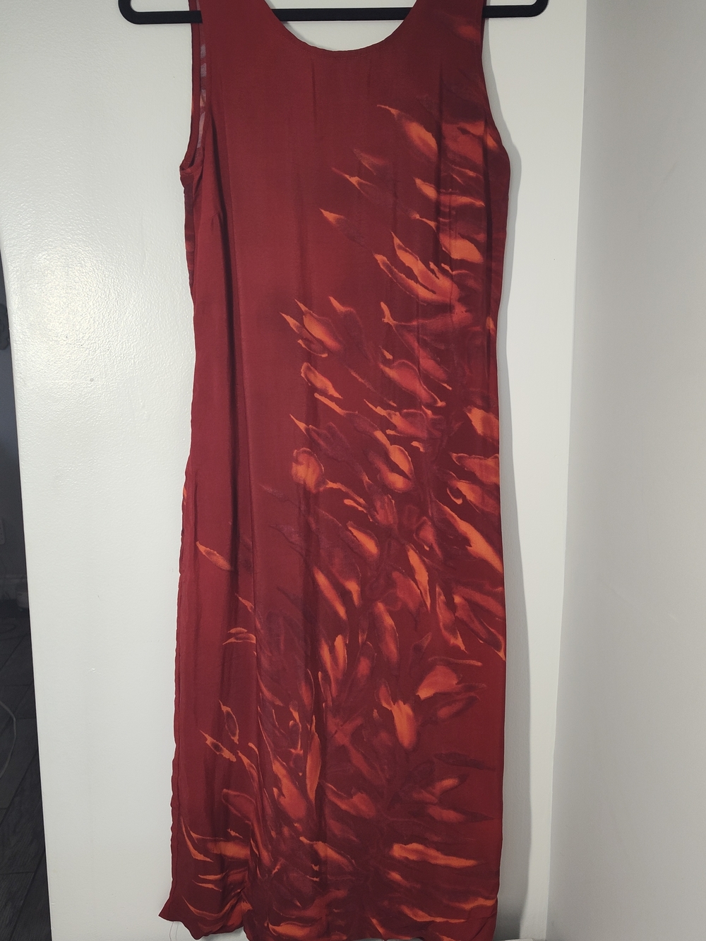 1990's Sleeveless Red-Orange Maxi Dress #280